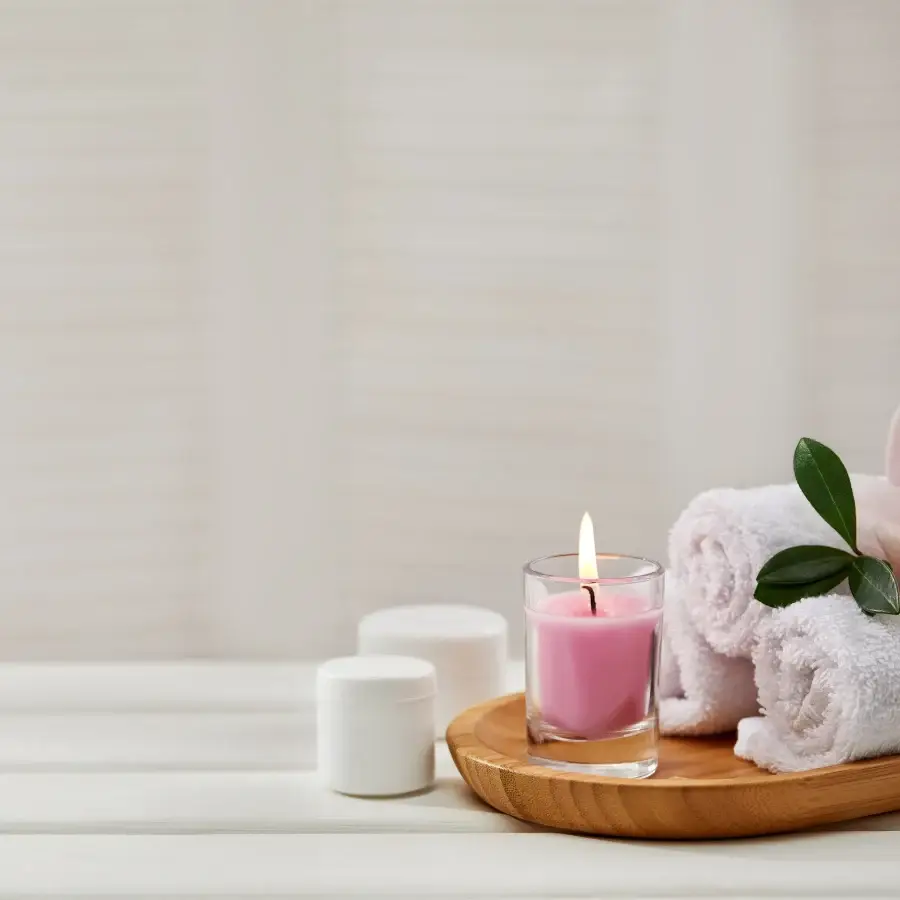 Rolled spa towels in the 7 Seas Medical Spa treatment room in Augusta, GA